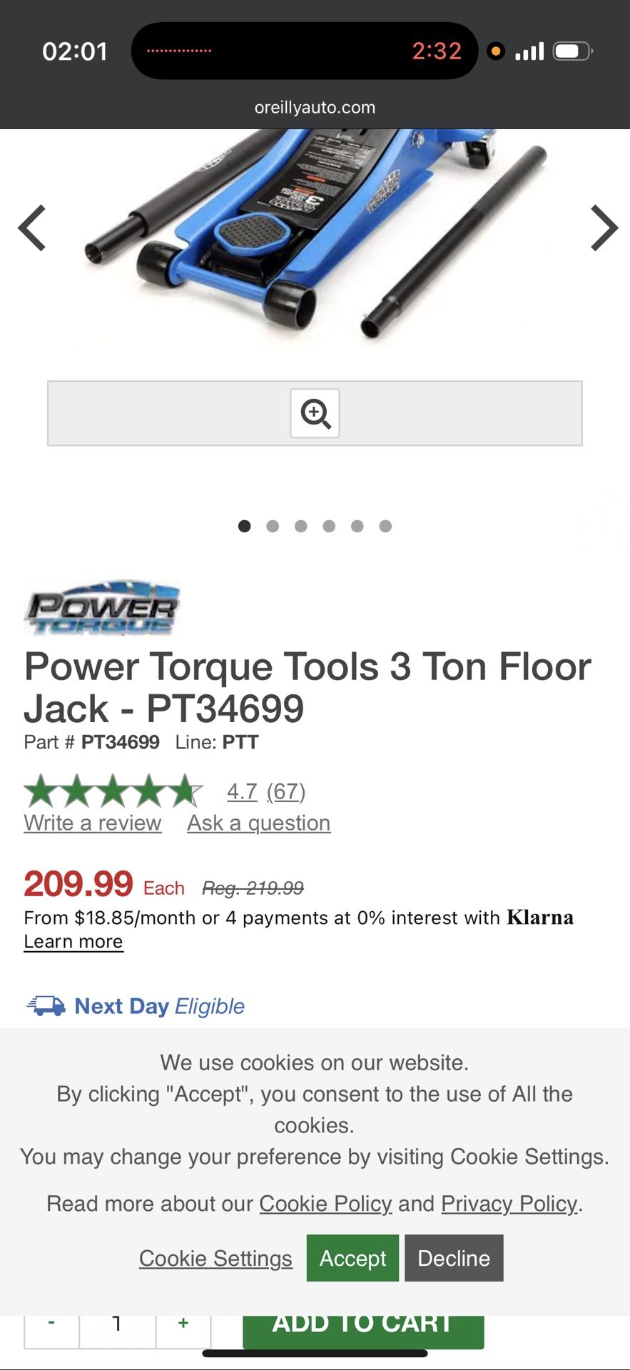 Power Torque 3 Ton Floor Jack Brand New Used Once To Demonstrate, Refused Refund. Screw Oreilleys.