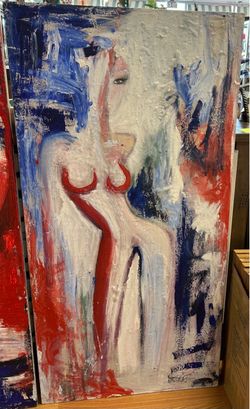 Post Modern Figural Nude textured original painting