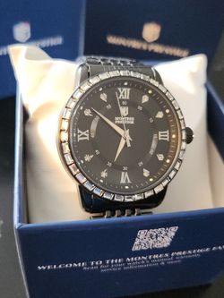 New 45mm Montres Prestige Vetriore by Invicta 9-link black watch with iced bezel