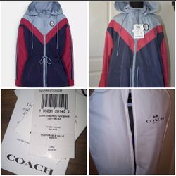 New With Tags Coach Jacket Navy Multi Color Size Woman's Small Thick Jacket Coat Windbreaker Coat 🧥