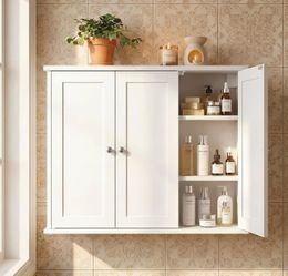Bathroom storage cabinet, for medicines, farmhouse, 4 adjustable shelves, 7.9 x 31.5 x 23.6 Inches