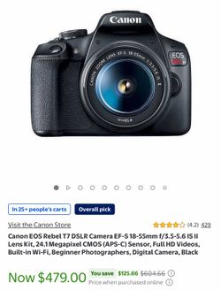 Canon EOS Rebel T7 DSLR Camera with EF-S 18-55mm IS II Lens Kit