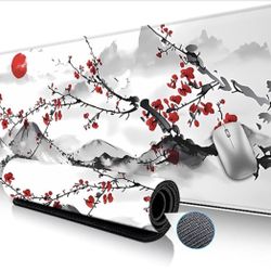 MOLGRIA Extended Gaming Mouse Pad, Plum Blossom Watercolor Design Mousepad- Non-Slip, Waterproof,