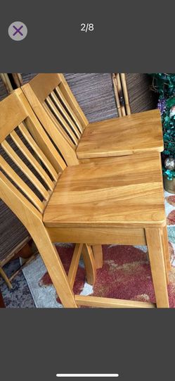 Like New, 2 Tall Blonde Bar Stool-Chairs, Solid Wood - 30H Seat 