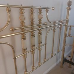 Vintage Ivory And Brass Headboard