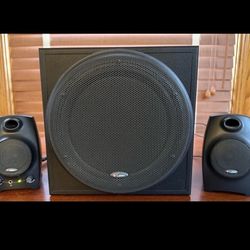 Rare Labtec LCS-2424 Surround Sound System, 2.1 Speakers, Subwoofer, Stereo