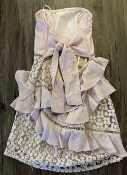 Saints + Secrets Pink Floral Lace Ruffle BowTie Mini Dress M