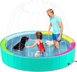 Foldable Dog Pool with Sprinkler, 97 Inch (New in Box)
