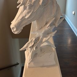 Wooden Horse Bust Statue