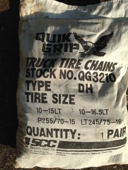 Tire chains new still in bag on opened