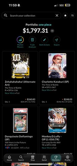 One piece card lot