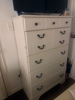 White Dresser with black handles