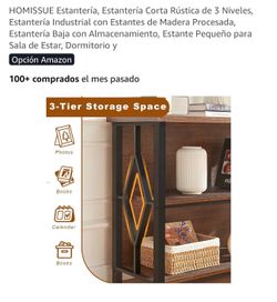 Estantería rústica 3 niveles