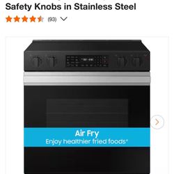 OPEN BOX Samsung Bespoke 30 in. 6.3 cu.ft. 5 Burner Element Smart Slide-In Electric Range w/ AirFry & Safety Knobs in Stainless Steel