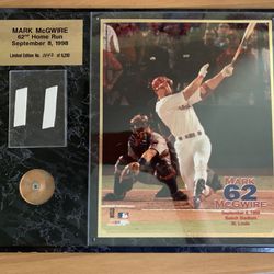 Mark McGwire 62nd Home Run Plaque Limited Edition 642/6200