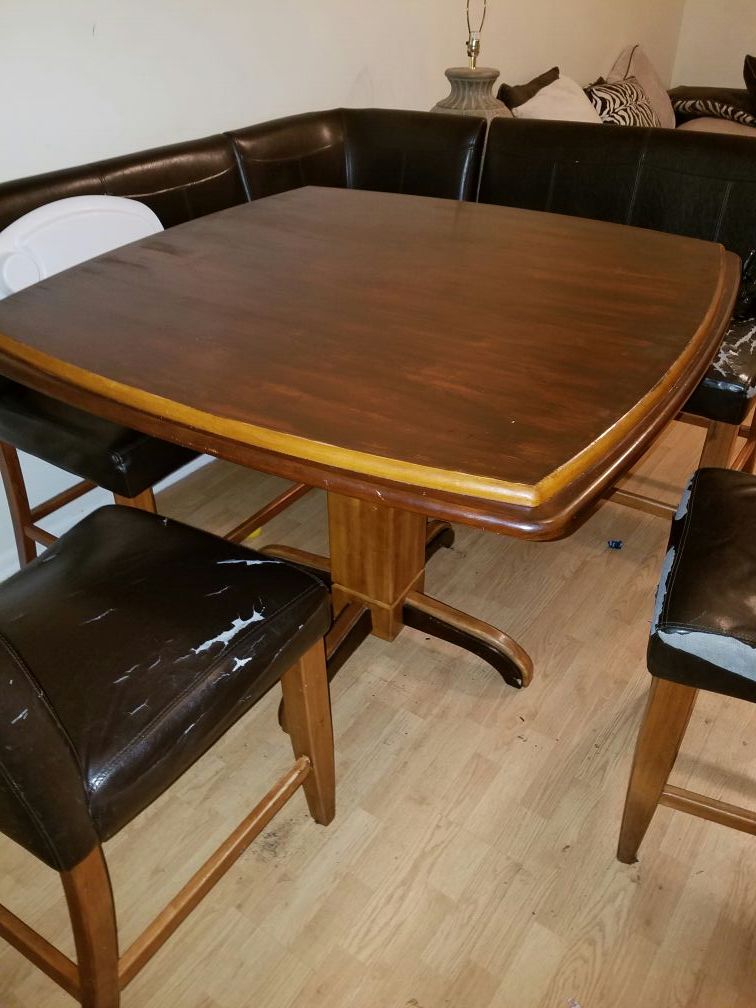 Very solid table chairs and bench has damage