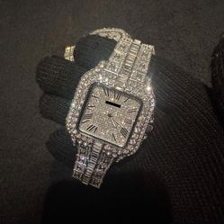 cartier moissanite santos watch 