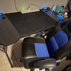 Gaming Desk / Chair with LED Lights and Controller