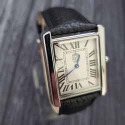 Pierre Lucerne 1888 Must Tank Style Swiss Inspired Classic Mens Watch Black Band