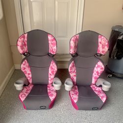 2 Girl Evenflo Booster Seats With Cup Holders- Pink