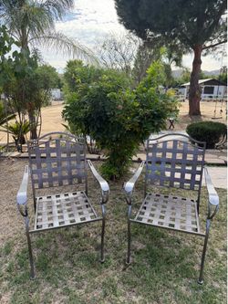 💥Today ONLY‼️💥 Set of 2 METAL Woven Strap Patio Armchairs (Read Description)