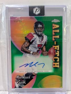 2024 Topps Chrome Michael Vick All-Etch Green Refractor Auto 65/99 Falcons