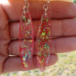 Red Glittery Earrings 