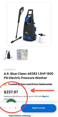 π¦π«π¨π¦ POWER - WASHER- A.R. Blue Clean - 1.5HP 1900 PSI Electric Pressure Washer π¦π«π¨π¦