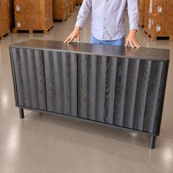 New In Box 55 Inch Black Modern Contemporary Design 4 Doors Heavy Duty Buffet Cabinet With Adjustable Shelf