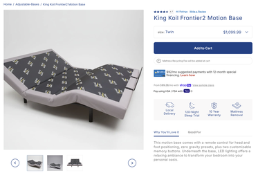 King Koil Frontier2 Motion Base - Twin Size Base (BED NOT INCLUDED)