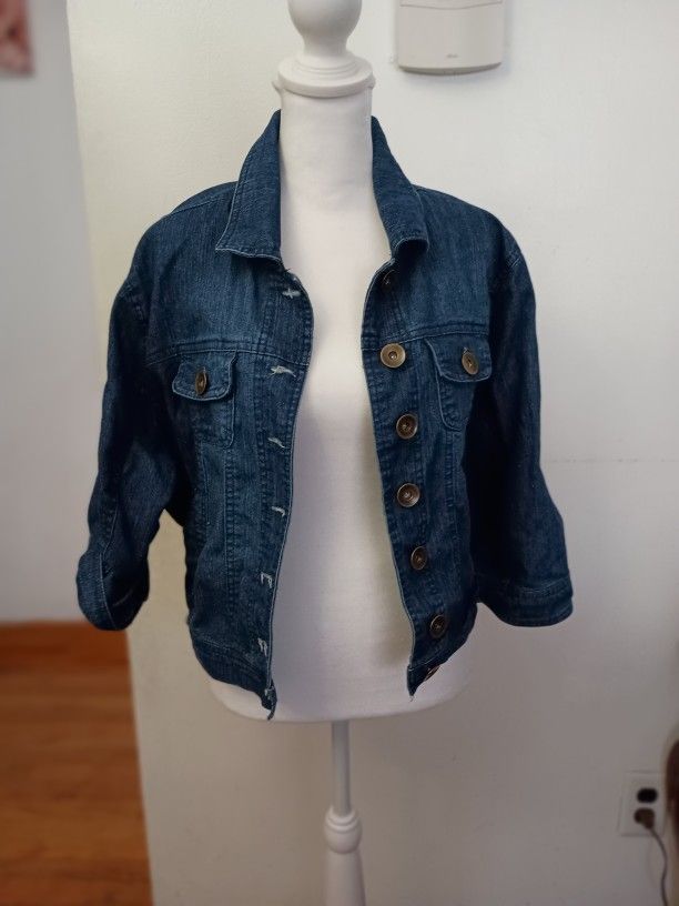 Stylish Stretchy Blue Toxik3 Denim Jacket 1X