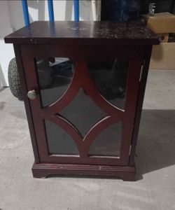 Dark Wood Accent Cabinet with Glass Door