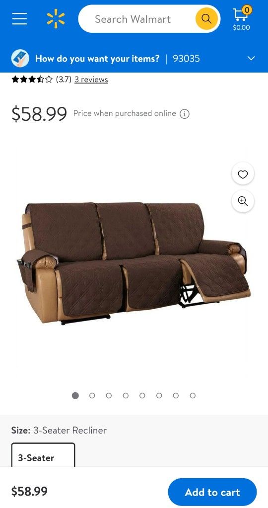 Recliner Couch Slipcover (Brown)