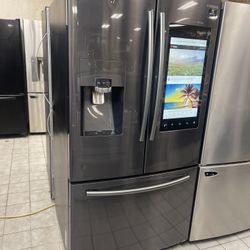 35.75 in. W 26.5 cu. ft. 3-Door Family Hub French Door Smart Refrigerator in Fingerprint Resistant Stainless Steel