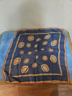 Scarf/Handkerchief Multicolored Medallion Pattern Silk/Satin Vintage