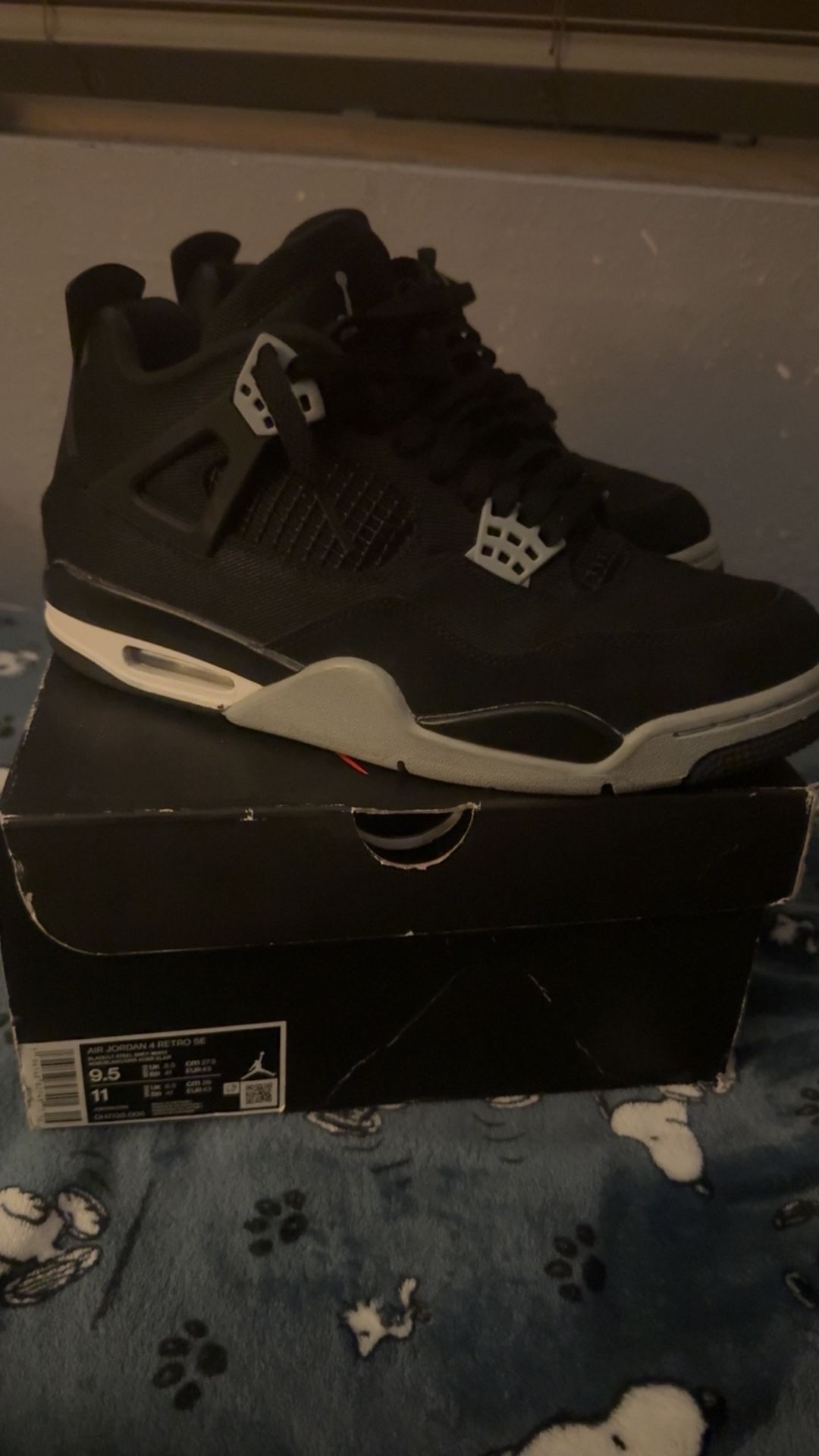 Jordan 4s Black Canvas