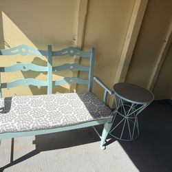 Bench with side table