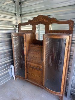 Antique Victorian Double Glass Side by Side Secretary ~ Curved Glass ~ CAN DELIVER!!