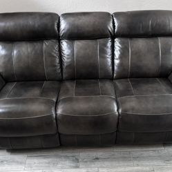 Powered Reclining Brown Leather Sofa & Loveseat