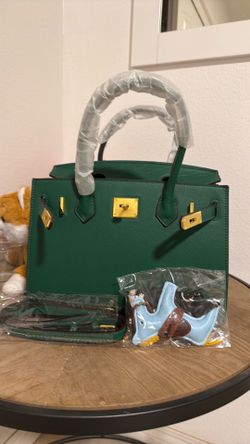 Price is negotiable. Green Leather Birkin Style Handbag – Excellent Condition