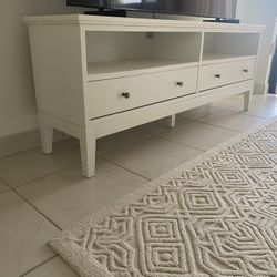 White TV Stand with Storage Drawers – Great Condition
