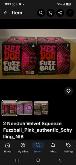 2 Needoh Velvet Squeeze Fuzzball_Pink_authentic_Schylling_NIB