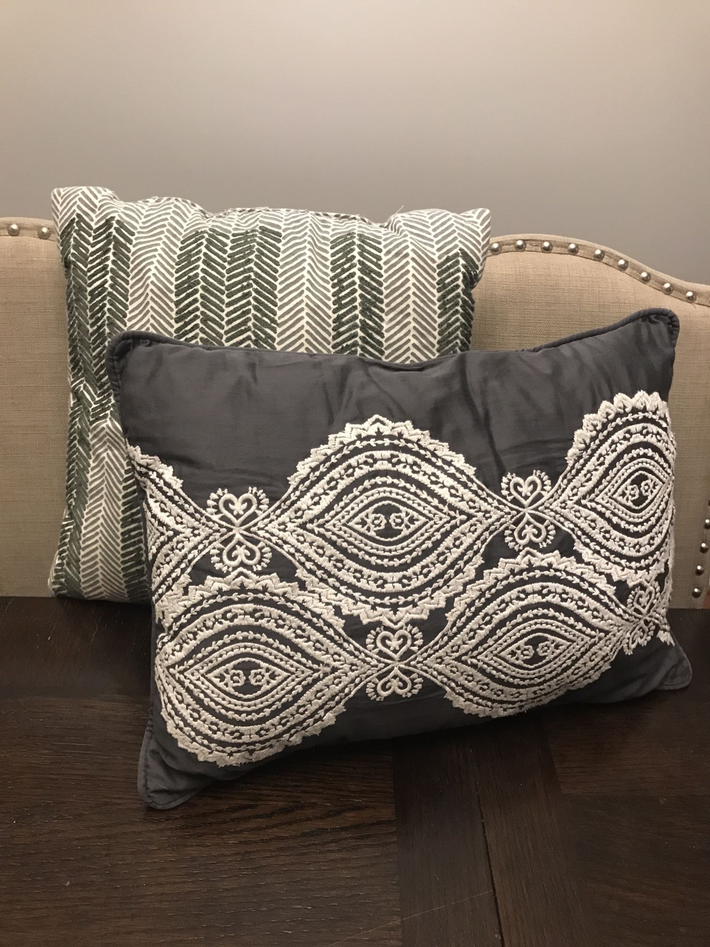 2 Gray Decorative Pillows