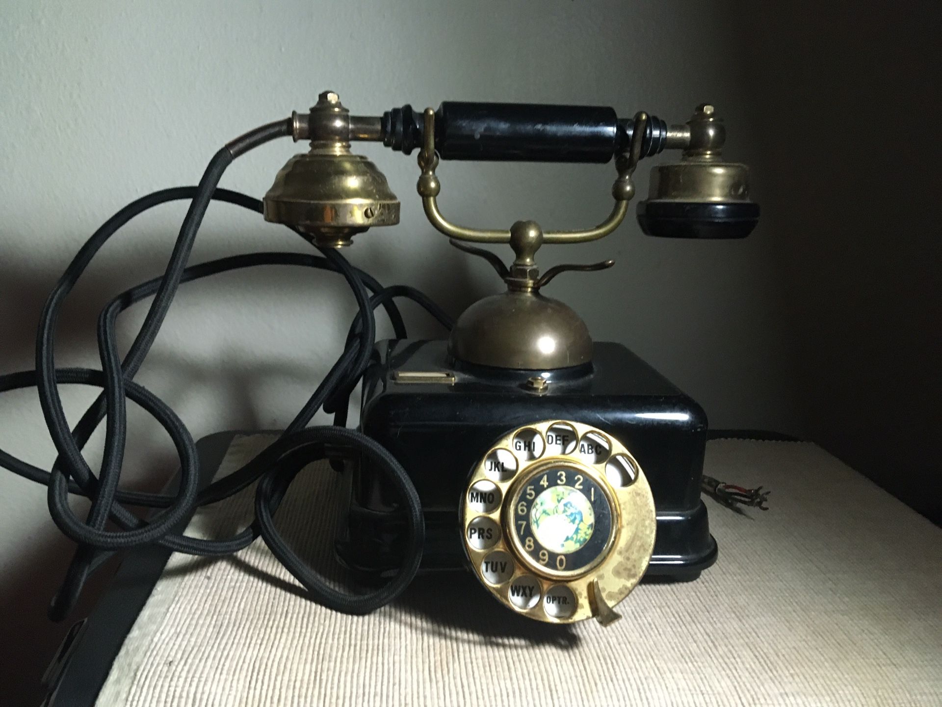 Japanese Antique French Victorian Style Gold Black Rotary Phone