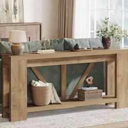 F2212 70.9" Extra Long Entry Table, Farmhouse Wood Console Table with Storage, Modern Accent Sofa Table Behind Couch Foyer Tables for Entryway, Living