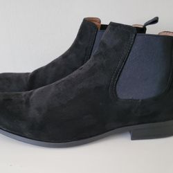 Men's Black Faux Suede Dress Boots, Size 8.5 