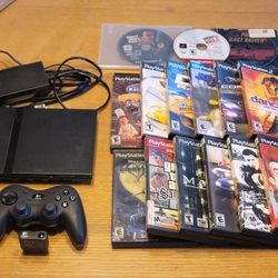 Playstation 2, w/ 1 Controller & 15 Games