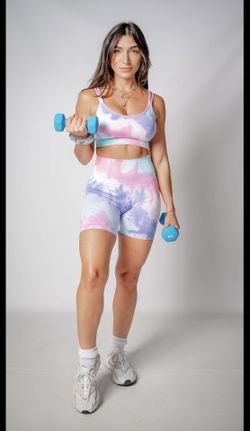 Tie Dye Seamless Scrunch Leggings Set Activewear Gym Yoga Workout