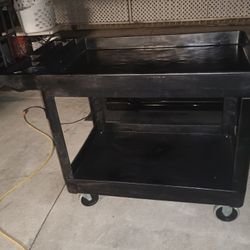 2 Shelf Plastic Utility Cart Heavy Duty 