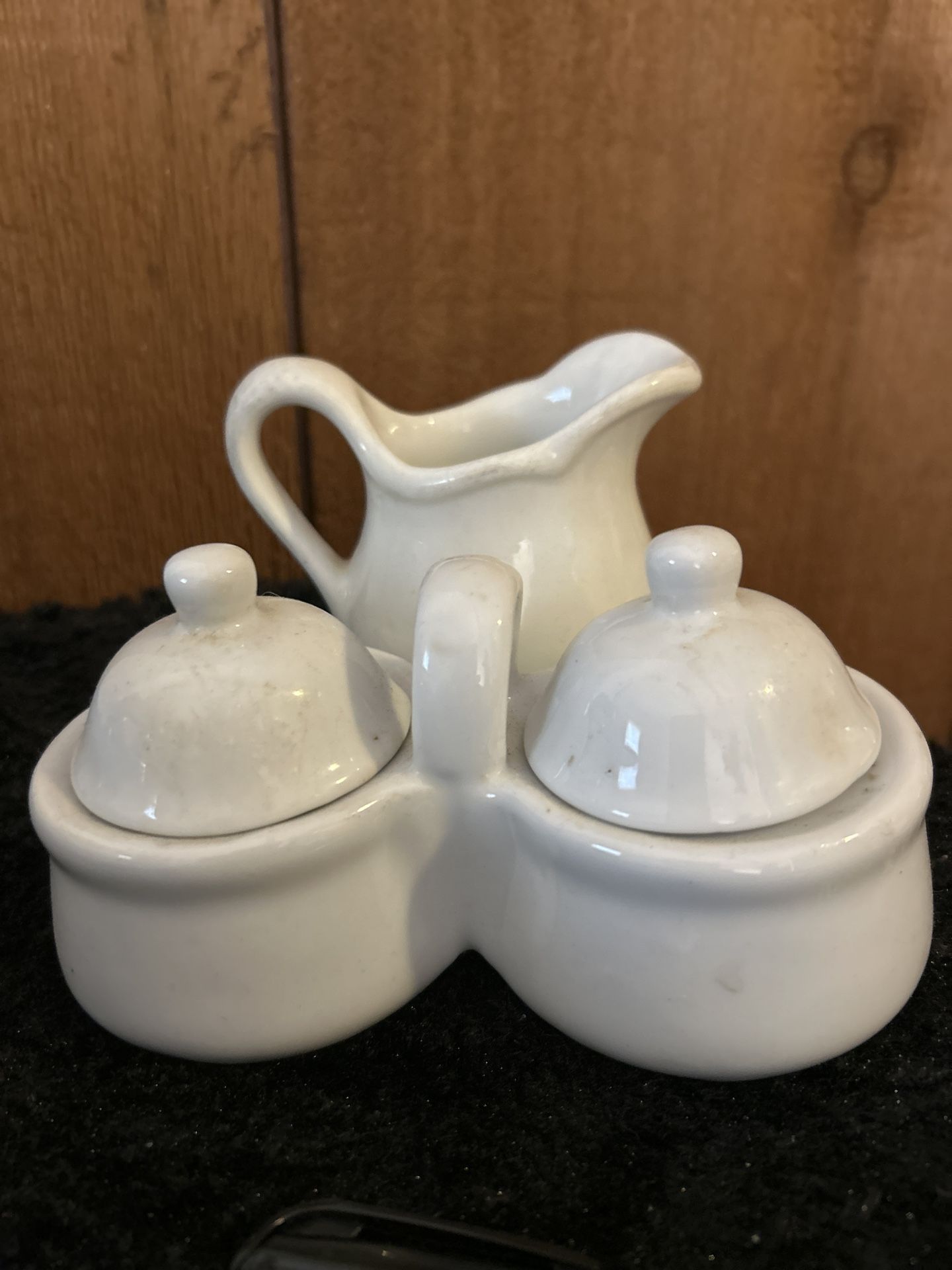 Miniature White Sugar Creamer And Pouring Pitcher 